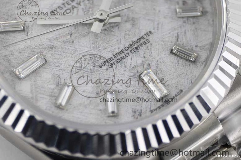 0126 FashionForward Day Date 40mm SS 904L Steel TWF 1:1 Best Edition Meteorite Crystal Dial on SS Bracelet A 2360